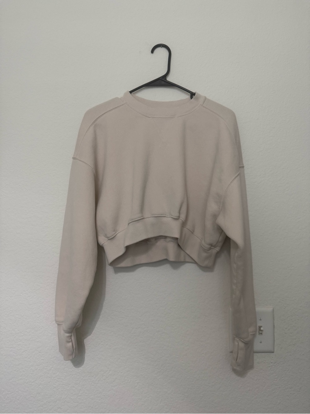 Cropped Crewneck Sweatshirt in Cream - Women's Pullover